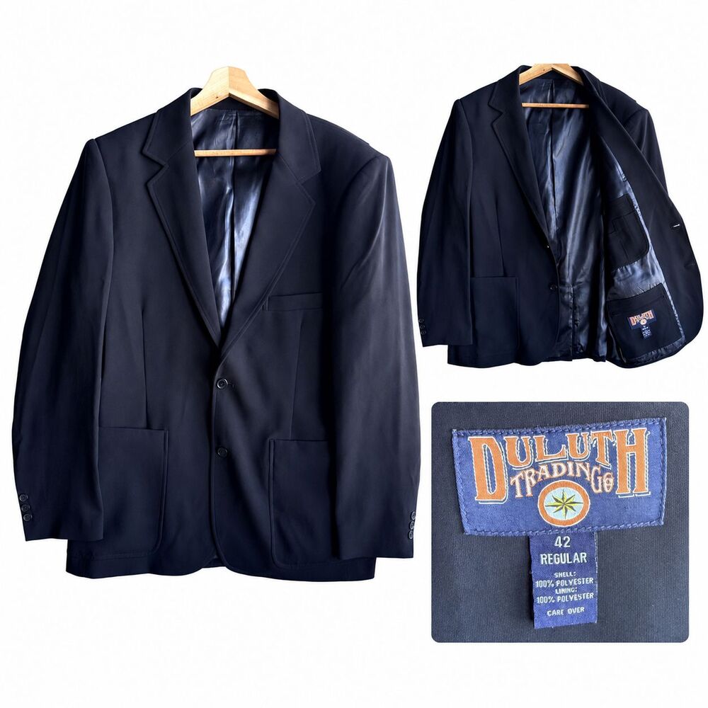 Duluth Trading Men’s Size 42R Blazer Sport Coat Casual Jacket Classic Blue Suit